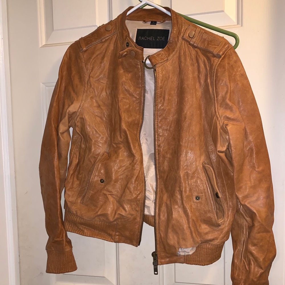 Rachel Zoe Brown 100% Lamb Leather Jacket